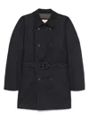 Herno Double-breasted Padded Stretch-shell Down Peacoat In Blue