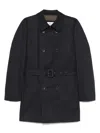 Herno Double-breasted Padded Stretch-shell Down Peacoat In Blue