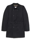 Herno Double-breasted Padded Stretch-shell Down Peacoat In Blue