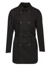 Herno Double-breasted Trench Coat In Delon Coats Black In Black