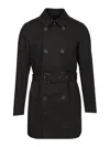 Herno Double-breasted Trench Coat In Delon In Black