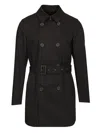 Herno Double-breasted Trench Coat In Delon Coats Black In Black