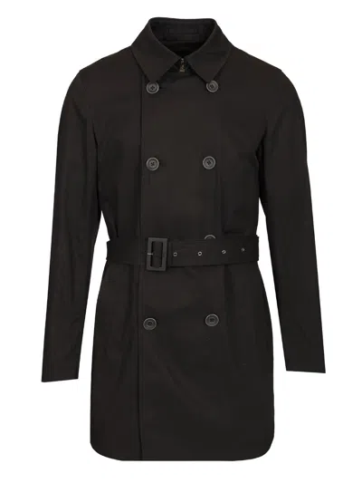 Herno Double-breasted Trench Coat In Delon Coats Black