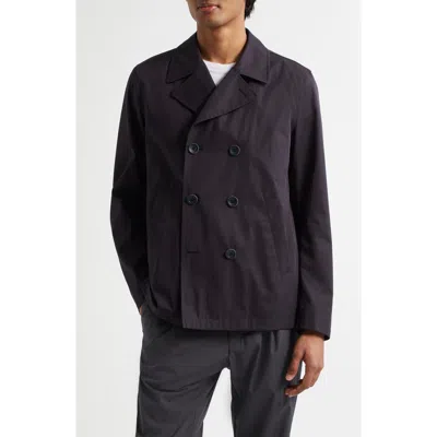 Herno Double Breasted Water Resistant Cotton Peacoat In Black