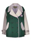 Herno Double-breasted Wide-collar Jacket In Green