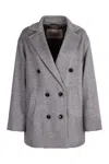 Herno Double-breasted Wool Coat In Grey