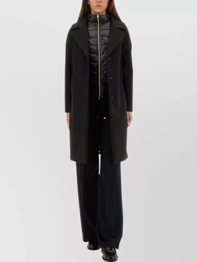 HERNO DOUBLE-BREASTED WOOL COAT TECHNICAL BIB