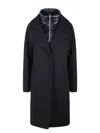 Herno Black Padded Single-breasted Coat In Mixed Of Tech Materials Woman In Blue