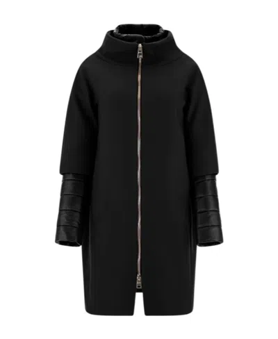 Herno Zip-up Virgin Wool Coat In Black