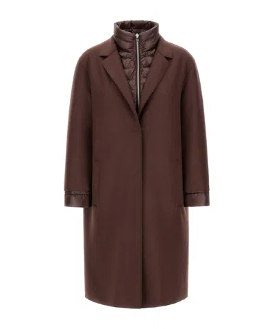 Herno Double-layered Coat In Brown