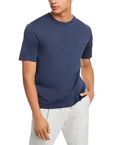 Herno Double Layered Short Sleeve Knit Tee In Blue