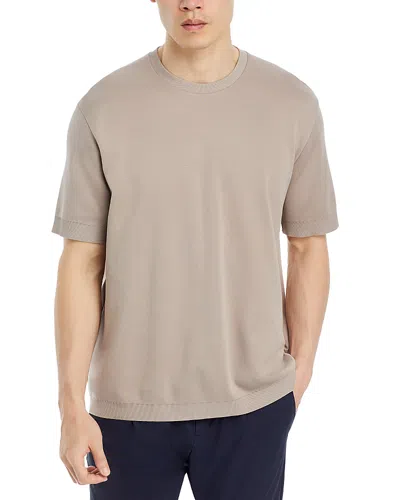 Herno Double Layered Short Sleeve Knit Tee In Tortora Chiaro