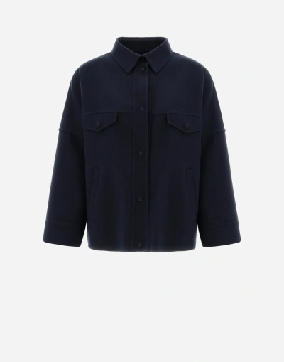 Herno Double-layered Wool Jacket In Navy Blue
