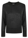 Herno Double Sequin-effect Knit Sweater With Crew Neck And Ribbed Edges In Black