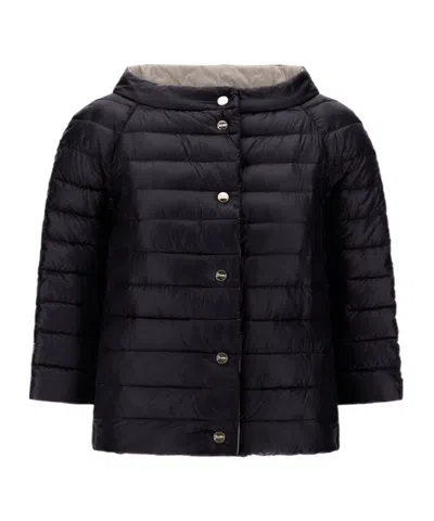 Herno Double-sided Snap Button Down Jacket In Black