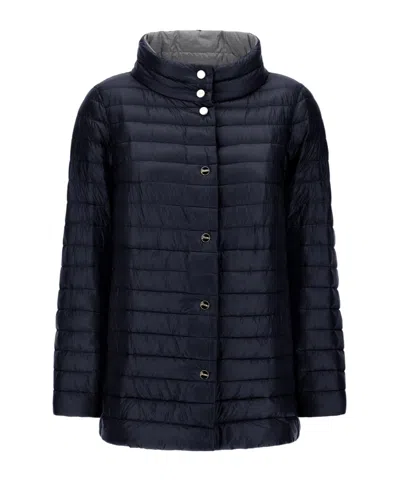 Herno Double-sided Snap Button Down Jacket In Blue