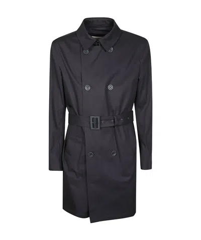 Herno Double-breasted Belted Coat In Black