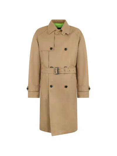 Herno Double-breasted Belted Trench Coat In Brown