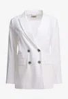 Herno Double-breasted Buttoned Blazer In White