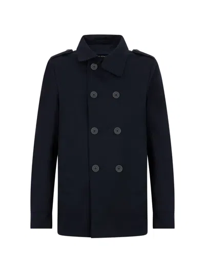 Herno Double-breasted Buttoned Coat In Blue