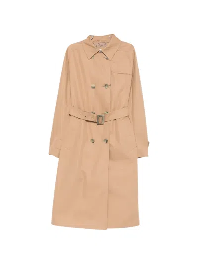 Herno Double-breasted Coat In Nude