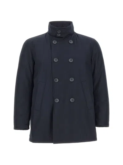 Herno Quilted Padded Jacket High Collar In Blue