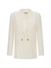 Herno Double-breasted Linen Blazer In Neutral