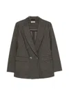Herno Diagonal Jacquard Double Breasted Blazer In Gray