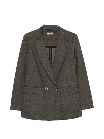 Herno Diagonal Jacquard Double Breasted Blazer In Gray