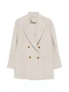 Herno Double-breasted Peak-lapel Coat In Neutral