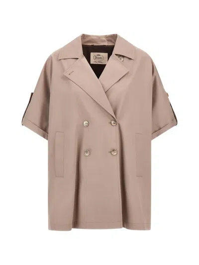 Herno Double-breasted Poncho In Neutral