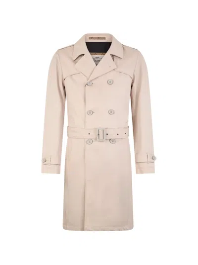 Herno Double-breasted Trench Coat In Neutral