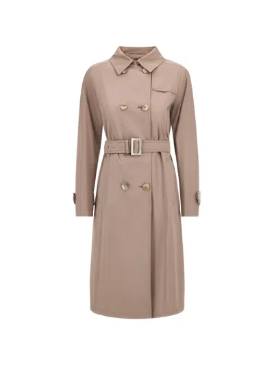 Herno Double-breasted Trench Coat In Neutral