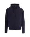Herno Double-fabric Wool Hooded Jacket In Blue