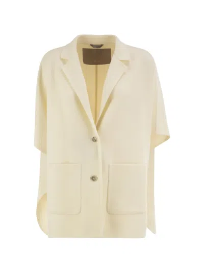 Herno Double Wool Cape With Lapel Collar In Yellow
