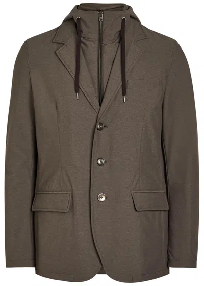 Herno Double-layer Hooded Woven Jacket In Green