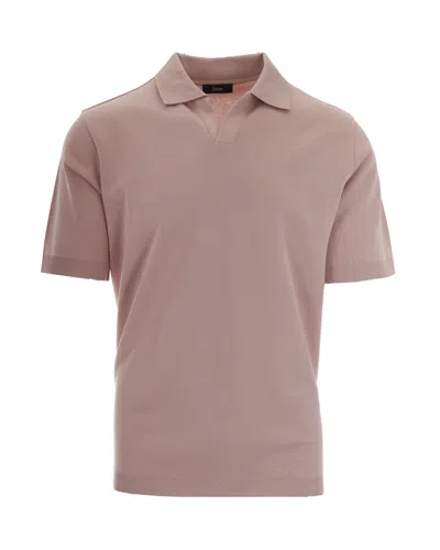 Herno Double-layered Cotton Piquet Polo Shirt With Ribbed Detailing In Multi