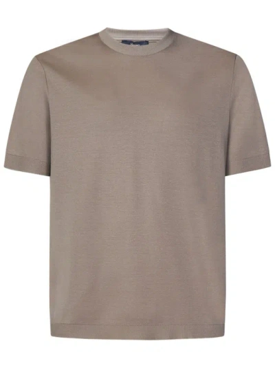 Herno Dove Gray Ribbed T-shirt In Blue