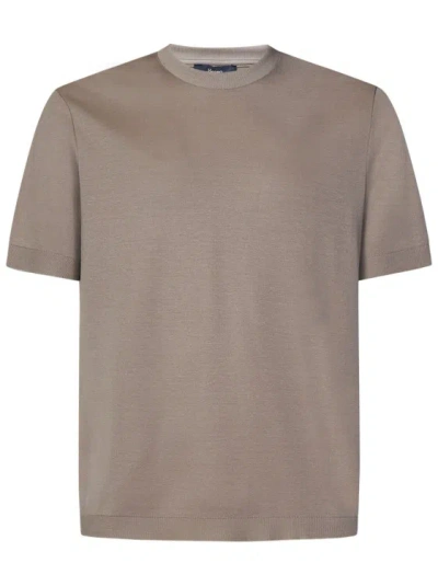Herno Dove Gray T-shirt In Plain Weave Cotton Piqu In Grey