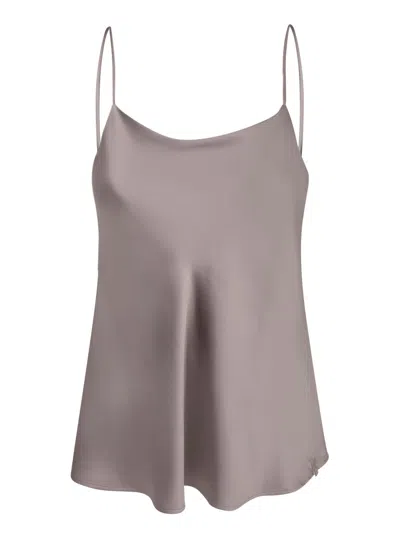 HERNO DOVE GREY SATIN BLOUSE