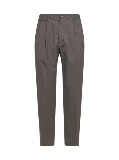 Herno Dove Grey Two-way Stretch Wool Canvas Trousers In Gray