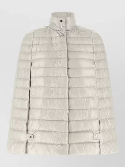Herno Down Cape Jacket High Collar Quilting In Gray