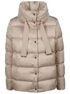 Herno Down Cape Quilted Polyester Cape In Brown