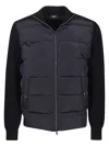 Herno L And Padded Nylon Full-zip Cardigan In Blu Navy