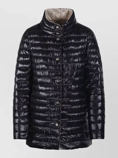 Herno Down Coat High Collar Long Sleeves In Black