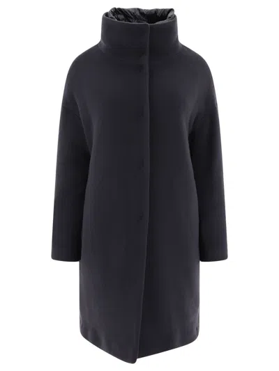 Herno Down Coat In New Modern Double And Nylon Ultralight In Navy