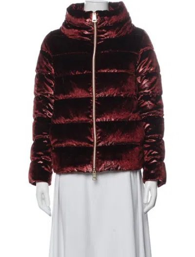 Pre-owned Herno Down Coat In Metallic/red