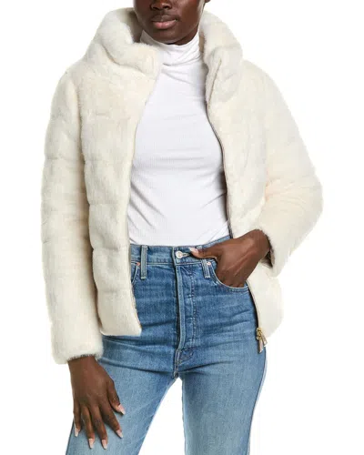 Herno Faux Fur Puffer Jacket With High Collar In White