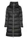 Herno Down Coat With Adjustable Waist And Silhouette In Black
