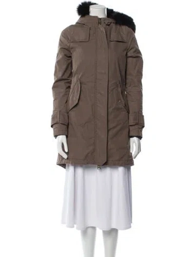 Pre-owned Herno Down Faux Fur Coat In Neutral